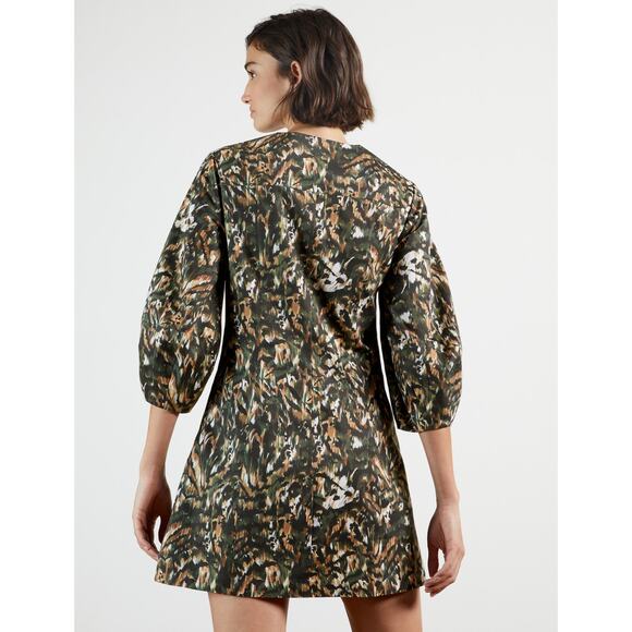 Ted Baker Holiiy Urban Printed Mini Dress Khaki Womens Size 2 Ted Size 0 New - Picture 2 of 12